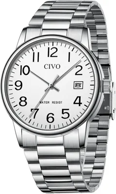 Image de Montre en acier inoxydable pour hommes Montre analogique pour hommes Montre à quartz avec date Etanche pour hommes Montre vintage Classique Casual