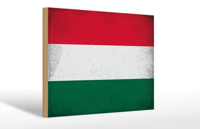 Produktbild von Holzschild Flagge Ungarn 30x20cm Flag of Hungary Vintage