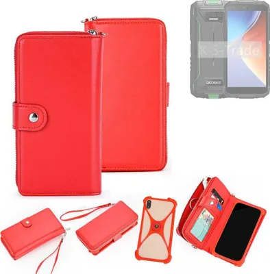 Produktbild von K-S-Trade 2in1 Schutzhülle Portemonnee Handyhülle mit Bumper kompatibel mit Doogee S41 Plus Hülle Case Etui Geldbörse Smartphone rot (1x)