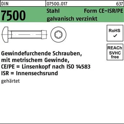 Produktbild von Reyher  Gewindefurchende Schr. DIN 7500 gehärtet M 3x20 -T vz (1000 Stück)