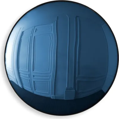 Produktbild von Casa Padrino Luxus Spiegel Blau / Schwarz Ø 91 cm - Runder konvexer Wandspiegel - Luxus Möbel