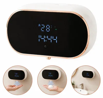Produktbild von Automatischer Seifenspender Schaum, Sensor Seifenspender mit LCD-Anzeige, Wandmontage ohne Bohren, 3-stufige Schaummenge, USB-C aufladbar für Bad & Küche