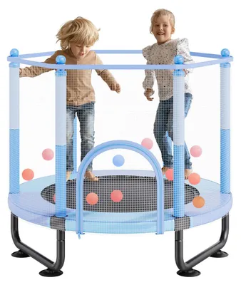 Image de VEVOR Trampoline pour enfants Trampoline d'extérieur mini trampoline de loisirs 1545 mm pour jeunes enfants Cadeau d'anniversaire Jouets de Noël pour enfants à partir de 3 ans Bleu