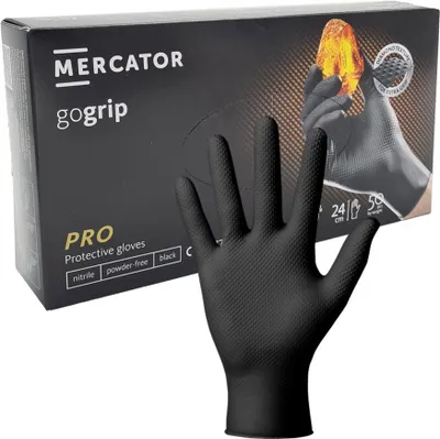 Produktbild von Nitrilhandschuhe Größe S, schwarz, Mercator Gogrip, 50 Stück