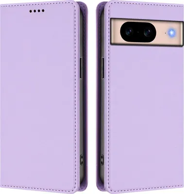 Produktbild von Handyhülle für Google Pixel 8A, Kunstleder Klapphülle Stoßfeste Magnetische Hülle mit Ständer Violett