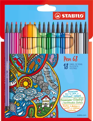 Obrázek produktu pro Prémiové fixy - STABILO Pen 68 - balení 18 kusů - s 18 různými barvami
