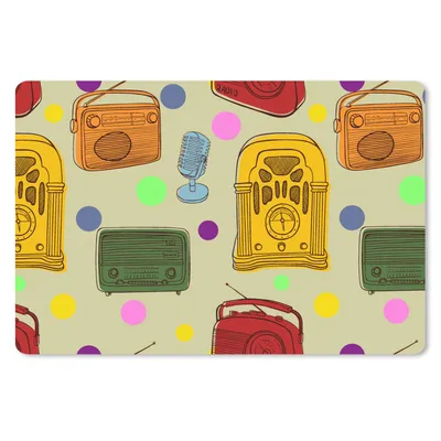 Produktbild von MuchoWow® Mauspad Mousepad Vintage - Radio - Mikrofon - Muster 27x18 cm - Mousepads - Maus Mat - Pad - Mausunterlage - Büroartikel - Desk Matten