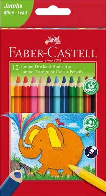 Produktbild von Buntstift Jumbo Dreikantform - 12 Farben sortiert Kartonetui. Packung mit 4 Stück