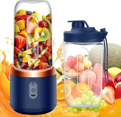 Obrázek produktu pro Elektrický ruční mixér 400 ml, mini ruční mixér na smoothie, se 6 nerezovými noži, na přípravu koktejlů, ovocných šťáv a smoothie