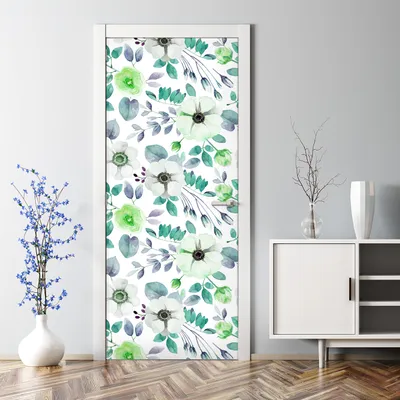 Produktbild von Dekorative Türtapete selbstklebend Klebefolie Türposter Türaufkleber Aquarell Blumen 77 x 200 cm