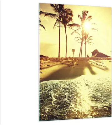 Produktbild von Bilder auf glas - Einteilig - Strand Meer Palme - 80x120cm - Glasbilder - Wandbilder - Bilder - zum Aufhängen bereit - Wanddekoration aus Glas - Glas Bilder - Wandbild auf Glas - GPA80x120-3609