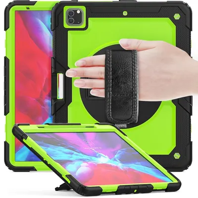 Obrázek produktu pro Pro Apple iPad Pro 13 2024 Hybridní 360° ochranné pouzdro s popruhem přes rameno zelené