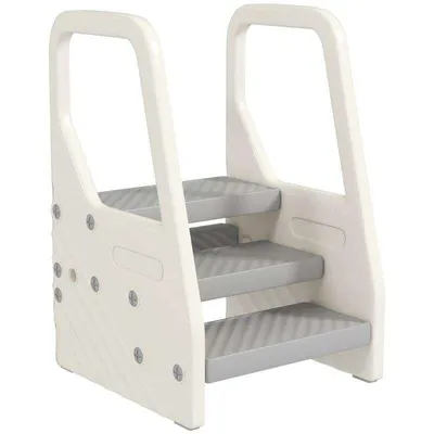 Produktbild von Dreistufiger Kletterturm für Kinder – Kindertritthocker – höhenverstellbarer Küchenhocker für Kinder – Nachttischhocker – 43 x 42 x 65,5 cm – grau