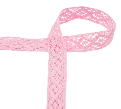 Baumwoll-Spitze 3 m x 20 mm Zierband Klöppeloptik Häkelborte Klöppelspitze Dekospitze rosa