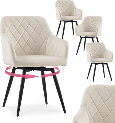 Imagen del producto de Sillas de comedor giratorias, color beige, juego de 4 unidades