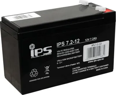 Zdjęcie produktu dla Ips 7.2-12: Ips 7.2-12: Akumulator Vrla Agm 12V 7Ah, 6-9Lat, T1 4,8Mm, Do Ups