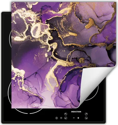 Produktbild von DarHaus Herdabdeckplatte 60x52 cm Anti Rutsch Matte Aufrollbar, violett - Marmor