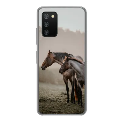 Produktbild von MuchoWow® Handyhülle Schutzhülle Hülle für Samsung Galaxy A03s Pferde - Nebel - Wiese Silikon Softcase Handy Hülle - Schutz