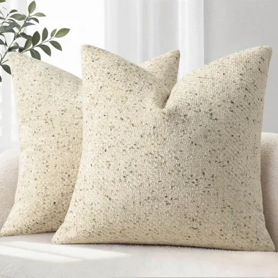 Obrázek produktu pro Dva povlaky na polštáře, 45x45 cm, materiál: plyš, barva: béžová, vzor: puntíky
