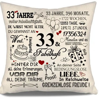 Immagine prodotto di Cuscino decorativo, 45x45 cm, in poliestere, ideale come regalo per un compleanno