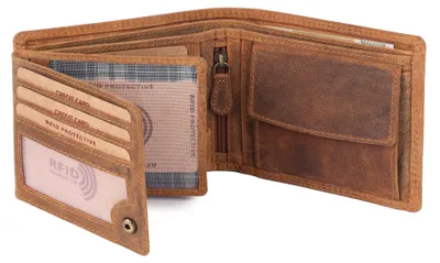 Produktbild von Benthill Geldbörse Herren Echt Leder - Portemonnaie mit RFID-Schutz - Männer Geldbeutel - Portmonee
