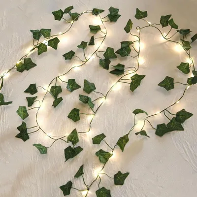Kunstklimop mit Lichterkette, 2 m, 20 LEDs, warmweiß