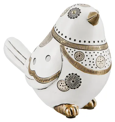 Produktbild von Gilde Figur, Vogel, "Jasper", gepunktet, graphisch, Kunstharz, creme, VE 3, L. 8 cm, B. 15 cm, H. 12 cm 37711 4063387377116