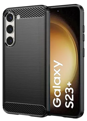 Produktbild von Techsuit Carbon Silicone Back Cover Hülle für Samsung Galaxy S23 Plus - Schwarz