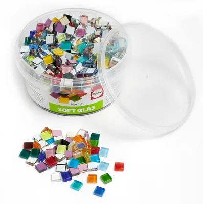 Produktbild von Softglas-Mosaiksteine "Bunter Mix", 500 g, ca. 525 Stück, 1x1 cm