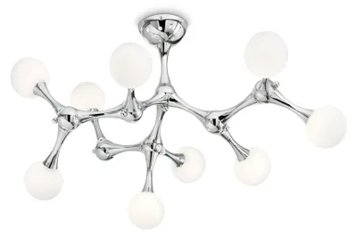 Image de Plafonnier contemporain Nodino Métal Chromé 9 Luminaires G9 3W 3000K Lumière Chaude