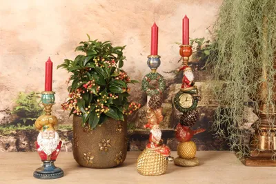 Image de Support pour bougie de Noël, 36 cm, couleur or, en résine