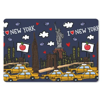 Produktbild von MuchoWow® Mauspad Mousepad New York - Taxi - Freiheitsstatue 27x18 cm - Mousepads - Maus Mat - Pad - Mausunterlage - Büroartikel - Desk Matten