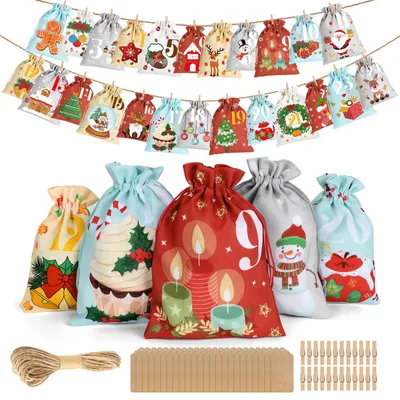 Adventskalender zum Befüllen, 24 Beutel, 2 Größen, Weihnachtsdeko