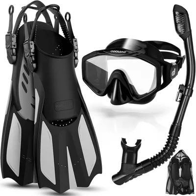 Immagine prodotto di Kit completo per lo snorkeling, con maschera antifogging e pinne