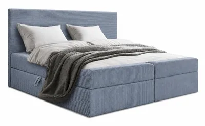 Produktbild von Bett, Boxspringbett, Continentalbett BERG POSO mit Bonell Matratze, OHNE Topper, Doppelbett mit Container, H3 120x200 cm, (Grau - Poso 110)