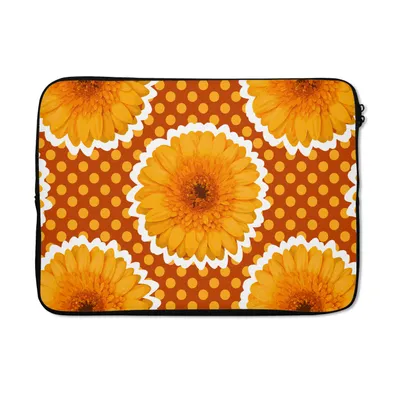 Produktbild von MuchoWow® Laptop Hülle 14 ZollBlumen - Punkte - Vintage - Muster Laptoptasche - Laptoptasche - Stoßsicher - Schutzhaube
