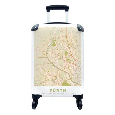 Produktbild von MuchoWow® Koffer Handgepäck Trolley Rollkoffer Kleine Reisekoffer mit 4 Rollen - Stadtplan - Fürth - Vintage - Stadtplan - Cabin Size < 55x40x23 cm & 55x40x20 cm - Fotokoffer - Kabinenkoffer - Boardgepäck - Reise-Box - Reisekoffer - Reisegepäck - Koffer mit Bild - Trolley für Kinder