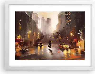 Produktbild von Gerahmtes Poster - Weißer Rahmen - Manhattan Paar Straße - 40x30 cm - Wand Bild - Wanddeko - Wandbilder - Kunstposter - Wandposter - Bilderrahmen - Bilder - Kunstdruck - Wandbild - P2WAA40x30-4298