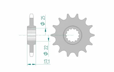 Produktbild von AFAM Stahl Standard Ritzel vorne - 525