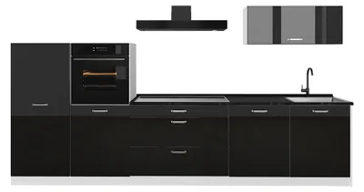 Imagen del producto de Mueble de cocina Vicco R-Line Negro brillo intenso/Blanco 340 cm encimera Antracita, Model 66545