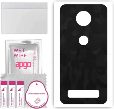Produktbild von apgo Rückseite Schutzfolie, Skin, kompatibel mit Motorola Moto Z3, Hinten Displayschutzfolie aus Vinylfolie, kratzfest, einfache Montage - Schwarzes Tarnmuster