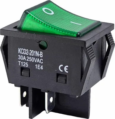 Produktbild von Wippschalter grün 30A 2504 Pin Einbaumaß 30x22mm Ein-Aus-Kippschalter beleuchtet
