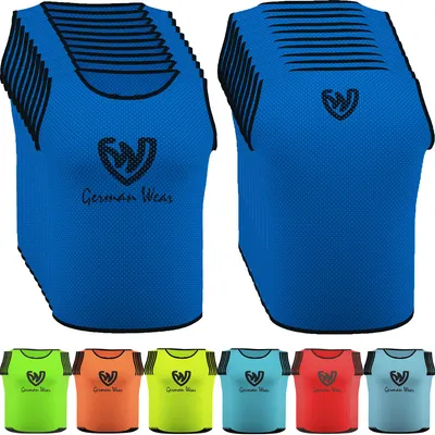 Produktbild von 10x Fußball Leibchen Trainingsleibchen Markierungshemd Fußballleibchen für Kinder Jugend und Erwachsene, Farbe:Königsblau, Bibs:Senior (L)
