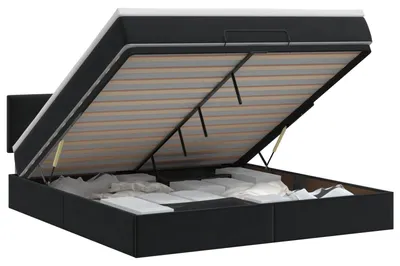 Produktbild von Ottoman Bett mit Matratze Schwarz 140 x 200 cm Samt