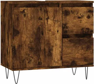 Obrázek produktu pro vidaXL Koupelnová skříňka Smoked Oak 65x33x60 cm Materiál dřeva