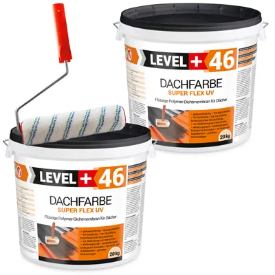 Produktbild von Dachfarbe 40kg Flexible Sockelfarbe Dachlack Anthrazit+Farbroller 25cm Set RM46