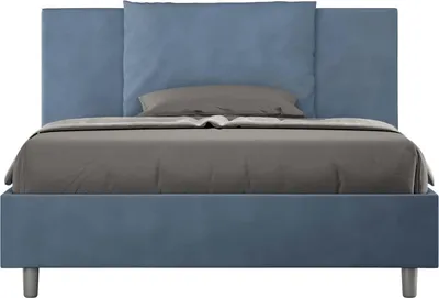 Produktbild von ITYHOME - Gepolstertes Bett ohne Lattenrost 140x200 mit Mikrofaserbezug Blau Antea