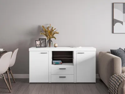Produktbild von AX LIVING Schubladenschrank Kommode Spacoro 2T2S  Modern in Weiß Matt