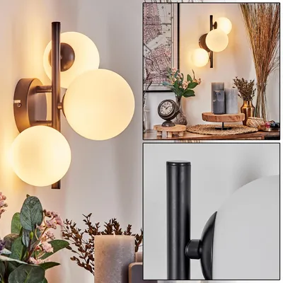 Produktbild von Isorella Wandlampe aus Metall/Glas in Schwarz/Weiß