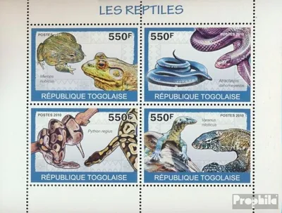 Produktbild von Briefmarken Togo 2010 Mi 3419-3422 Kleinbogen (kompl. Ausgabe) postfrisch Reptilien